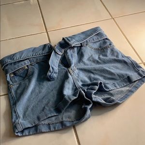 Forever 21 paper bag denim shorts